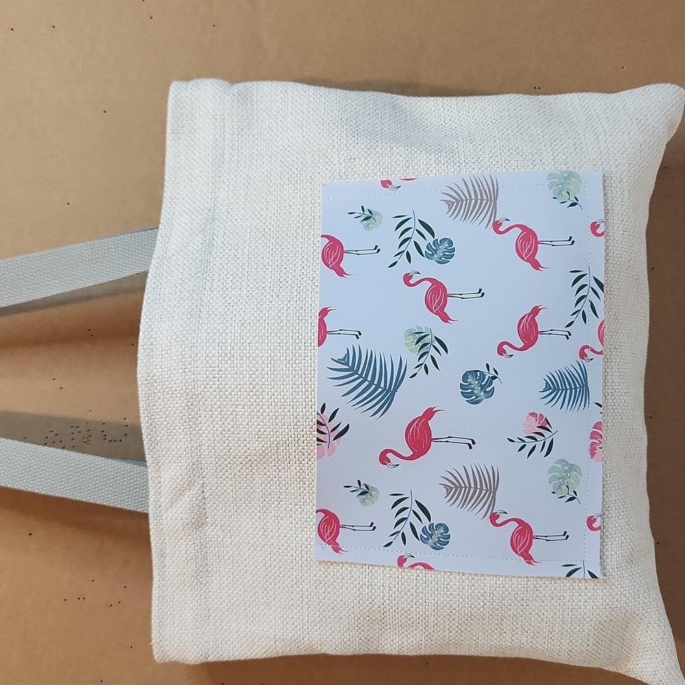 Faux Leather Flamingo Print Canvas Tote Bag